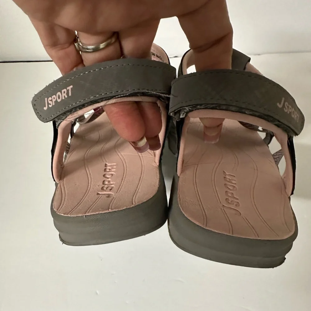 J Sport Kaia Grey Pink River Sandals Size 10 - Picture 6 of 7